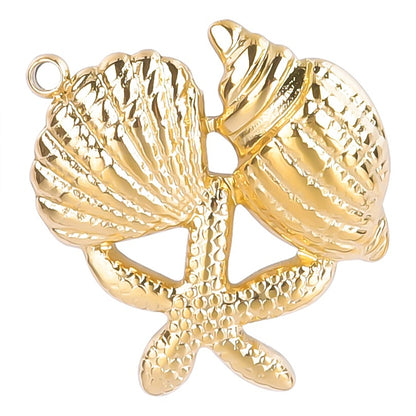 Stainless Steel Accessories Golden Starfish Conch Titanium Pendants