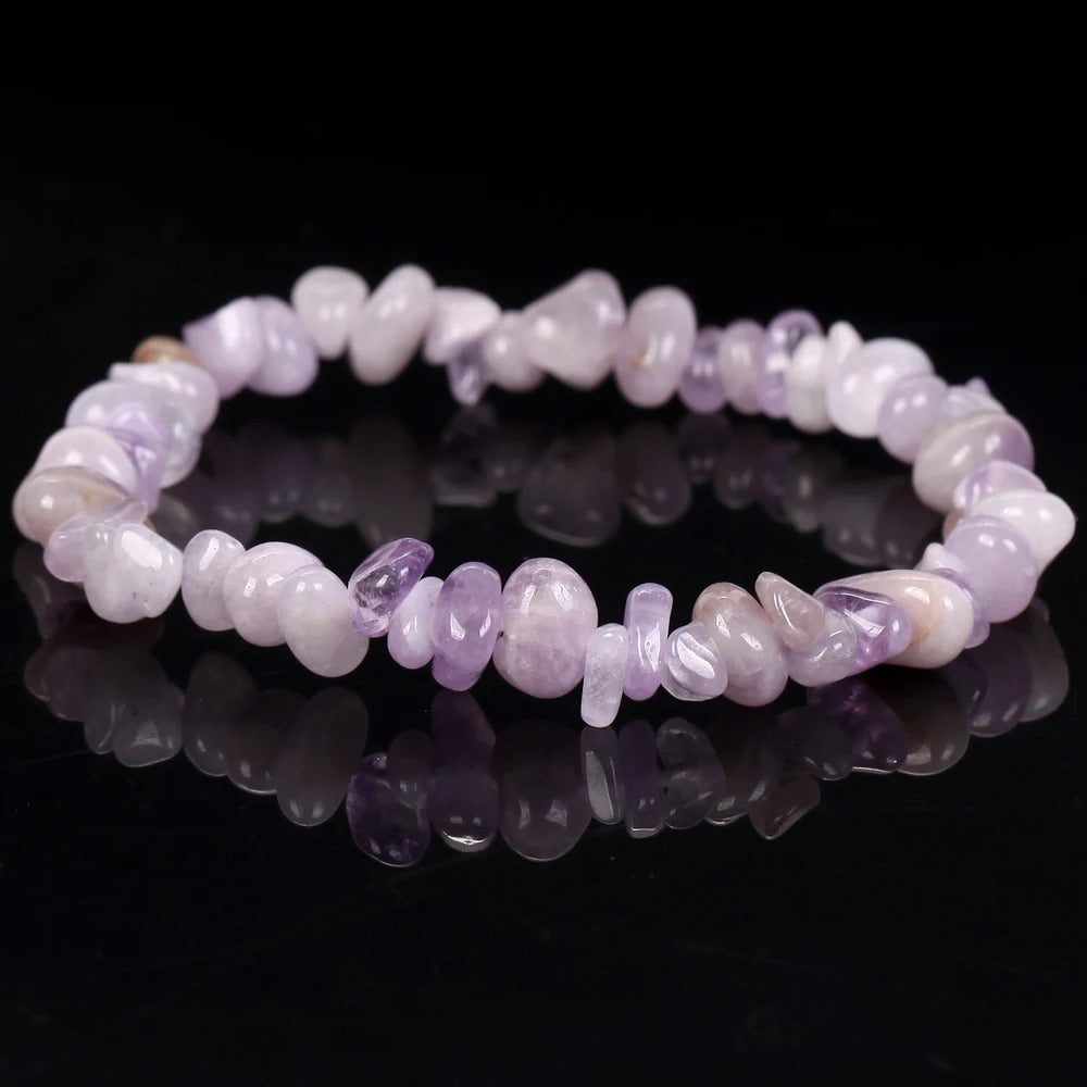 Natural Gravel Amethyst Elastic String Stretchable Bracelets