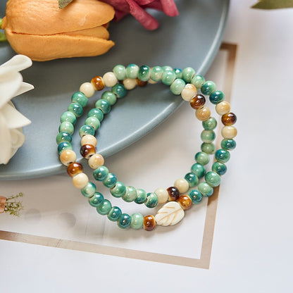 Porcelain Rose Beads Artistic Ceramic Chinese Bracelets
