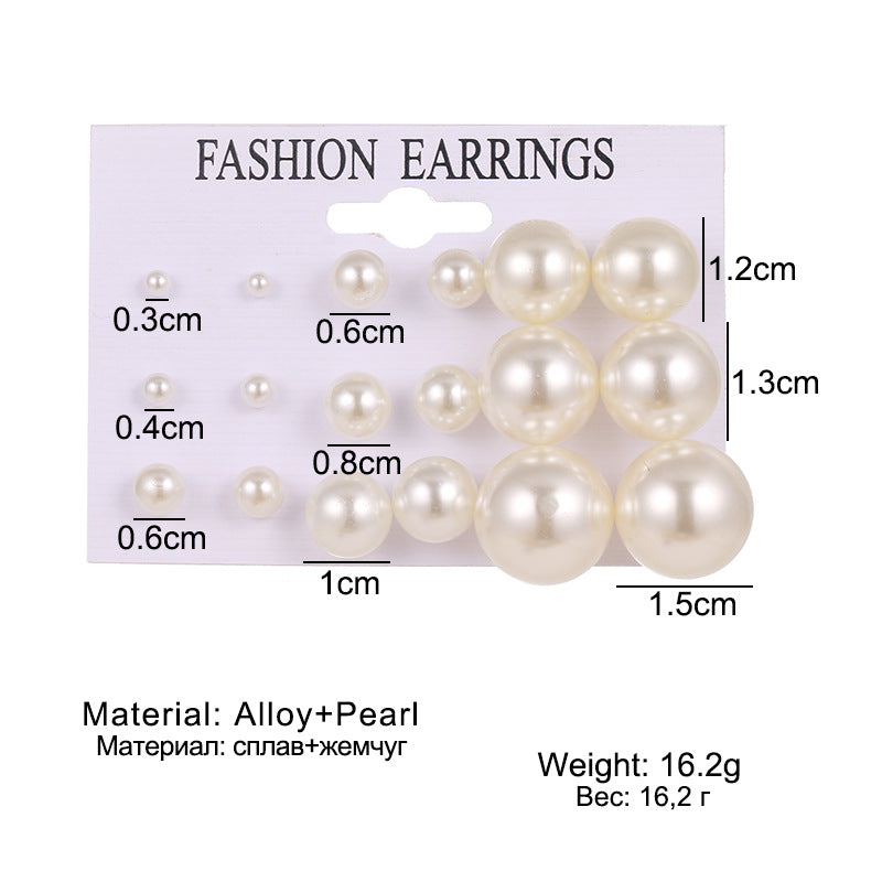 Women's Korean Jewelry Pairs Pearl Suit Fashion Earrings