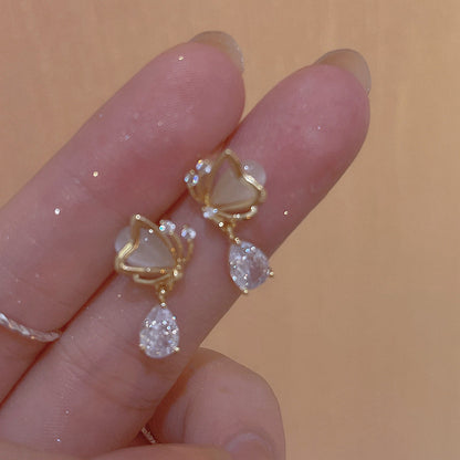 Opal Butterfly Heart Water Drops Zircon Rings