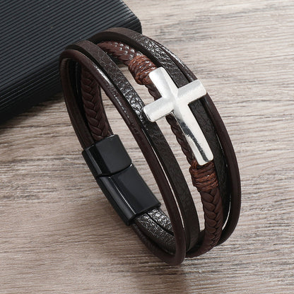 Men's Fashion Retro Alloy Cross Accessories Magnetic Buckle Bracelets