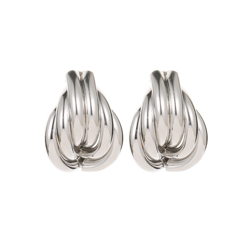 Exaggerated Geometry Female Style Alloy Winding Earrings