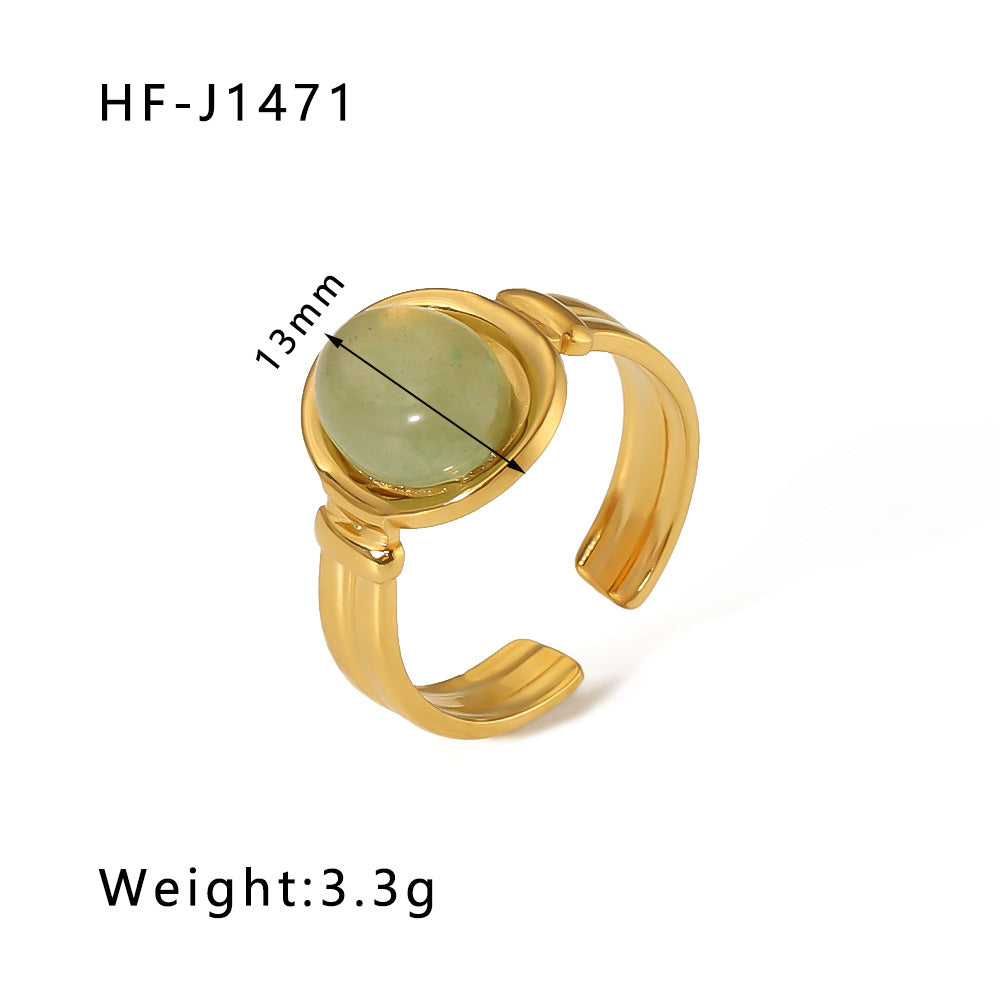 Stone Color Natural Stainless Steel Gold Rings