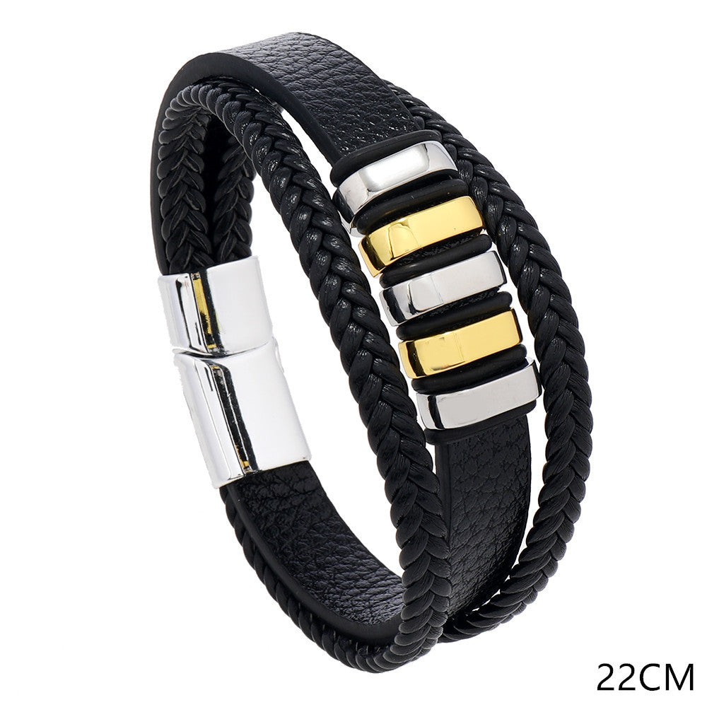 Men's Ornament Woven Leather Simple Fashion Magnetic Bracelets