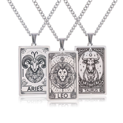 Men's Twee Constellations Logo Dog Tag Vintage Necklaces