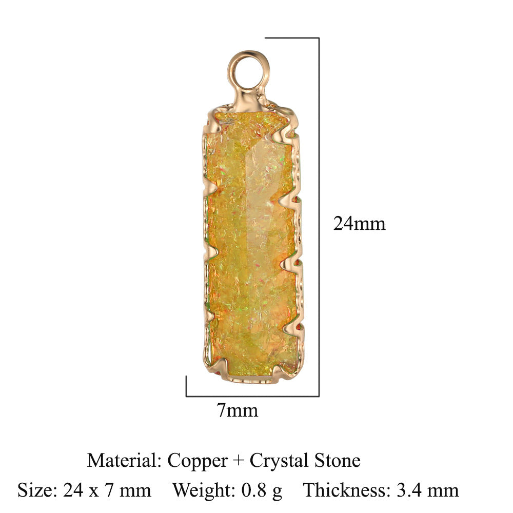 Rectangle Copper Glass Crystal Shuttle Eyes Pendants