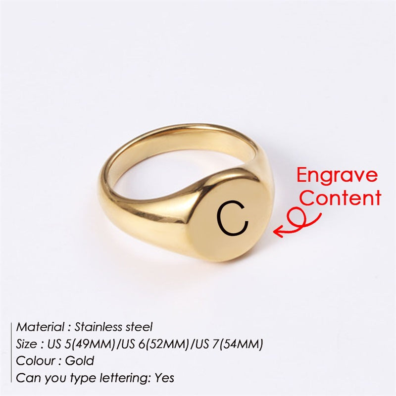 Women's Lettering Geometric Round Fashion Stainless Steel Rings