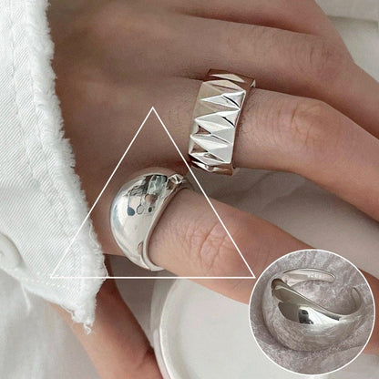 Female High Profile Fashion Creative Sier Opening Niche Rings