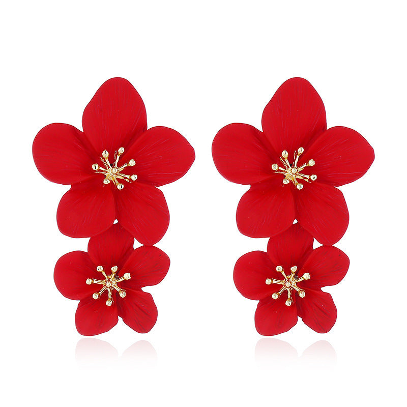 Women's Fresh Flower Bohemian Style Long Earrings