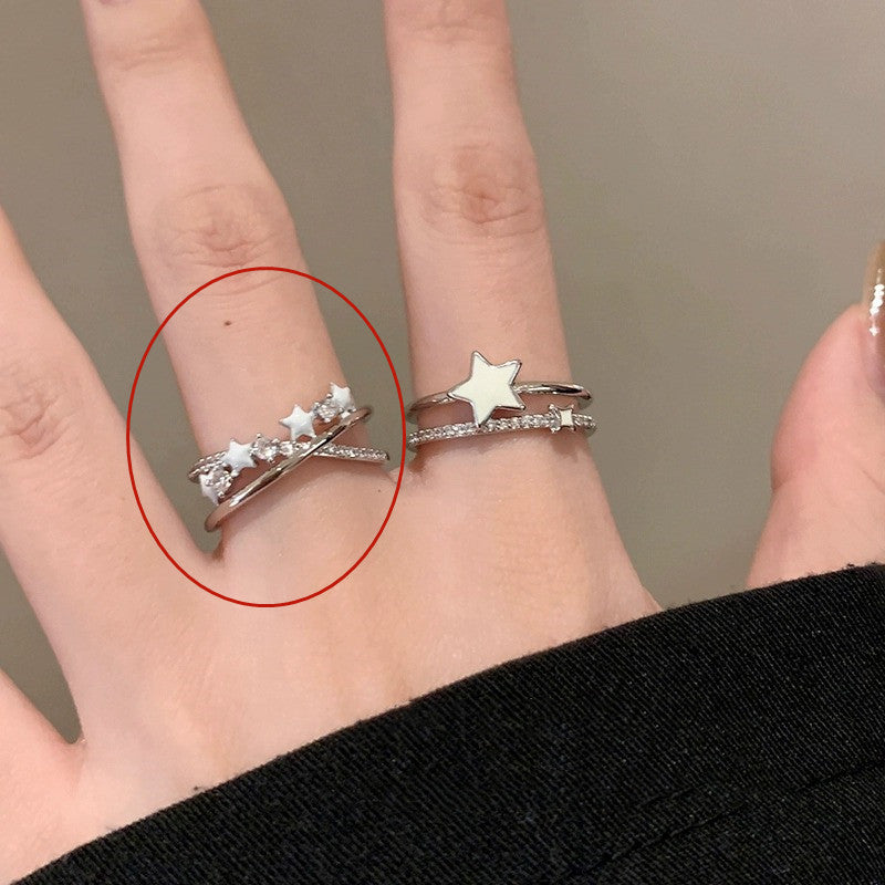 Simple Zircon Opening Adjustable Index Finger Light Rings