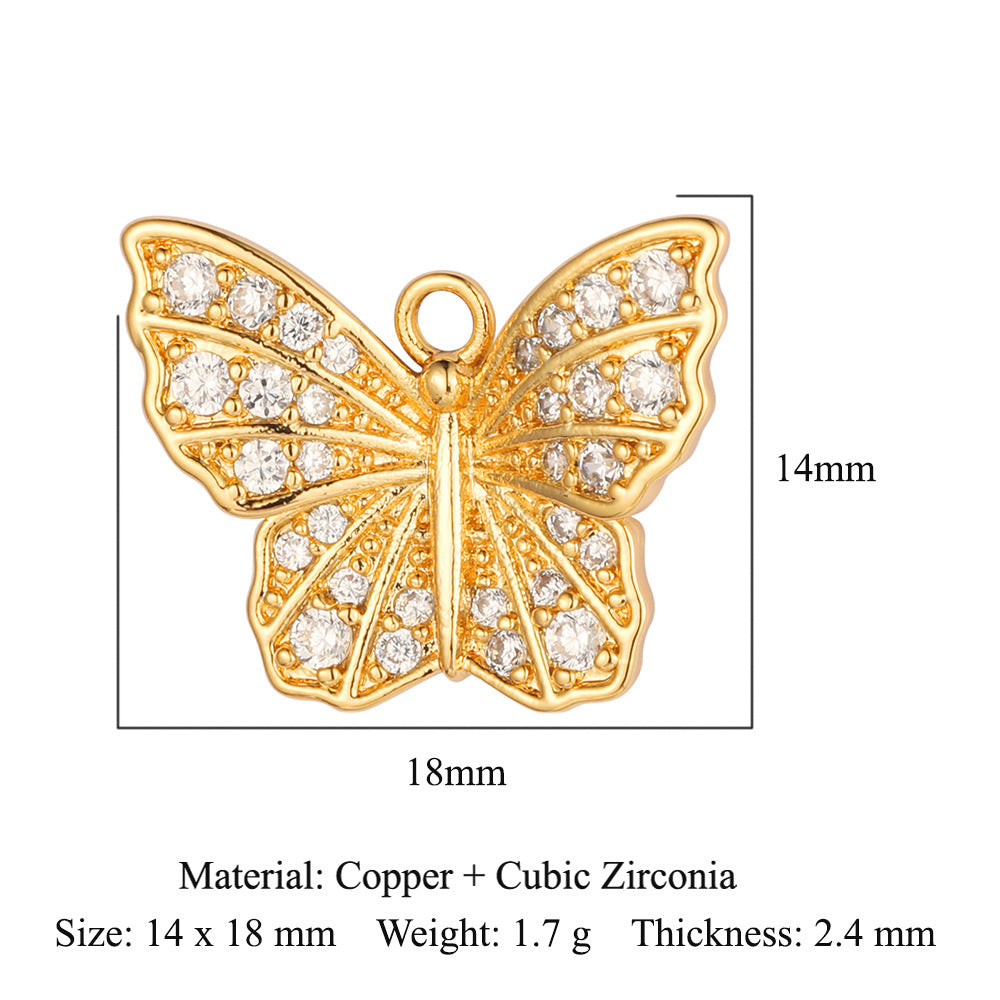 Copper Zircon Flower Angel Ornament Accessories Pendants