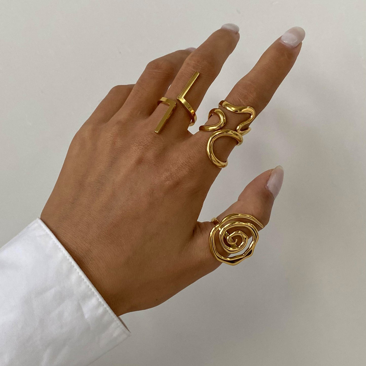 Ding Ornament Gold Stainless Steel Open Rings