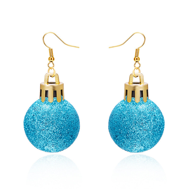 Ornament Christmas Glossy Sequin Bulb Ear Earrings