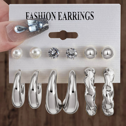Golden Personality Water Drop Creative Complex Earrings