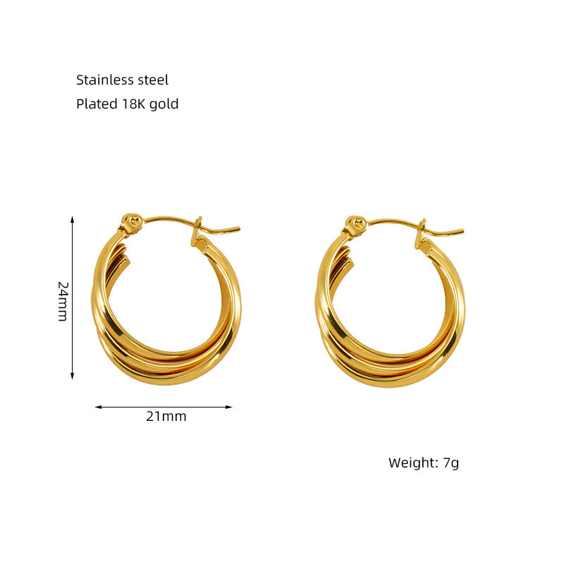 Women's Titanium Steel Retro Hollow High Sense Earrings