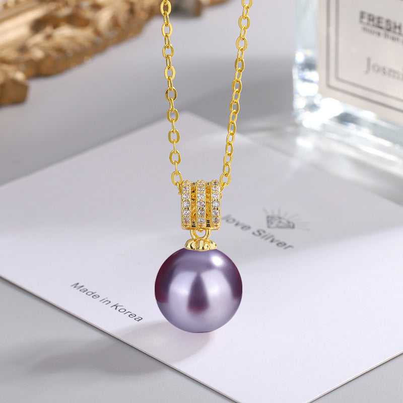 Women's Shell Pearls Champagne Gold Purple Pink Demon Imitation Pendants