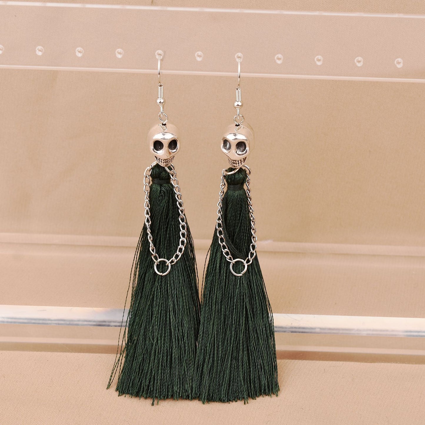 Women's Halloween Skull Tassel Hanging Punk For Earrings