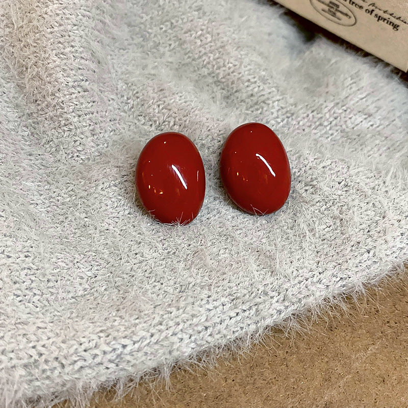 Gold Electroplated Sier Needle Red Dripping Earrings