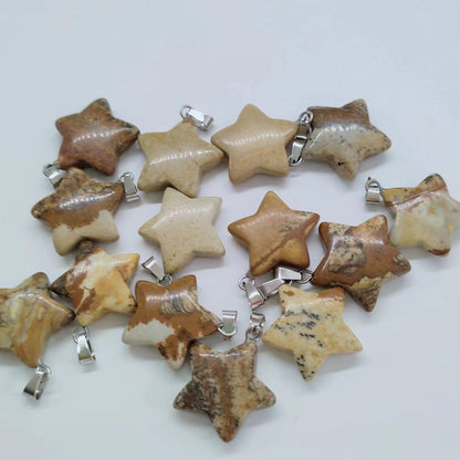 Natural Crystal Pentagram Star Moon Ornament Pendants