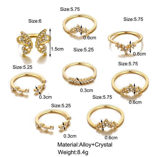 Butterfly Opening Combo Set Simple Suit Rings