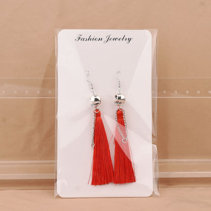 Women's Halloween Skull Tassel Hanging Punk For Earrings