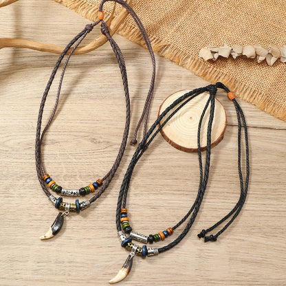 Artistic Retro Butterfly Alloy Wooden Bead Necklaces