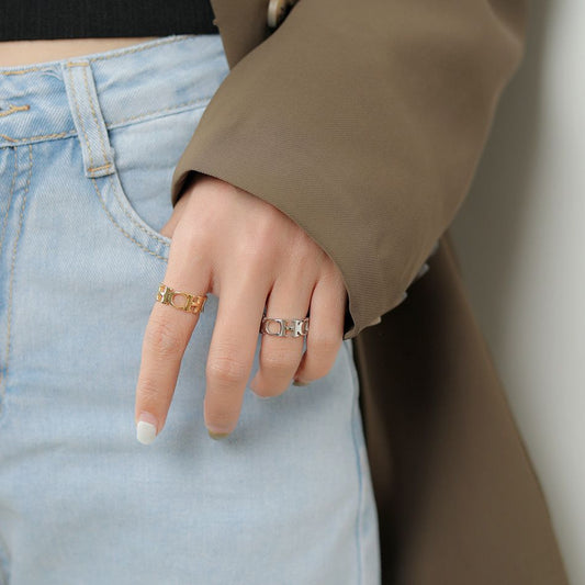 Fade Stainless Steel Gold Design Elegant Glossy Rings