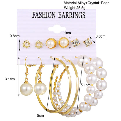 Pearl Tassel Suit Creative Simple Geometric Earrings