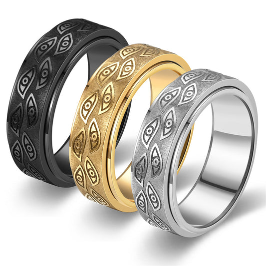 Decompression Corrosion Devil's Eye Rotatable Eyes Rings