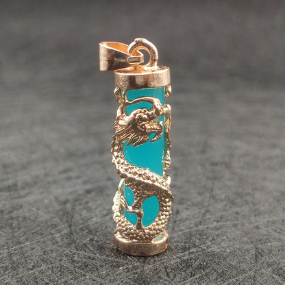 Men's Gold Luminous Dragon Column Resin Domineering Pendants