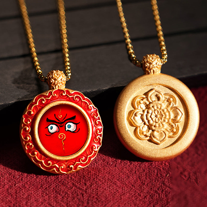 Three-dimensional Tibetan Style Fifth Master Brass Painted Wipe Pendants