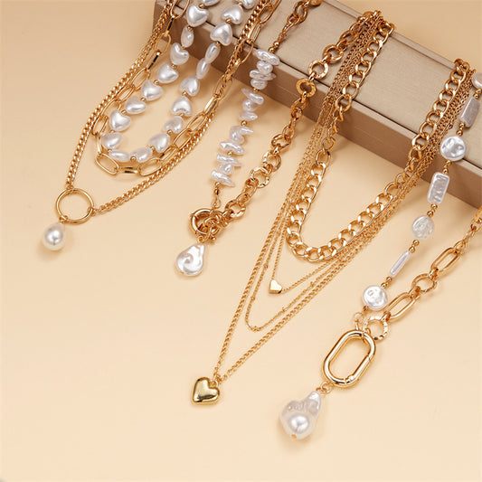 Women's High-grade Design Baroque Imitation Pearl Clavicle Necklaces