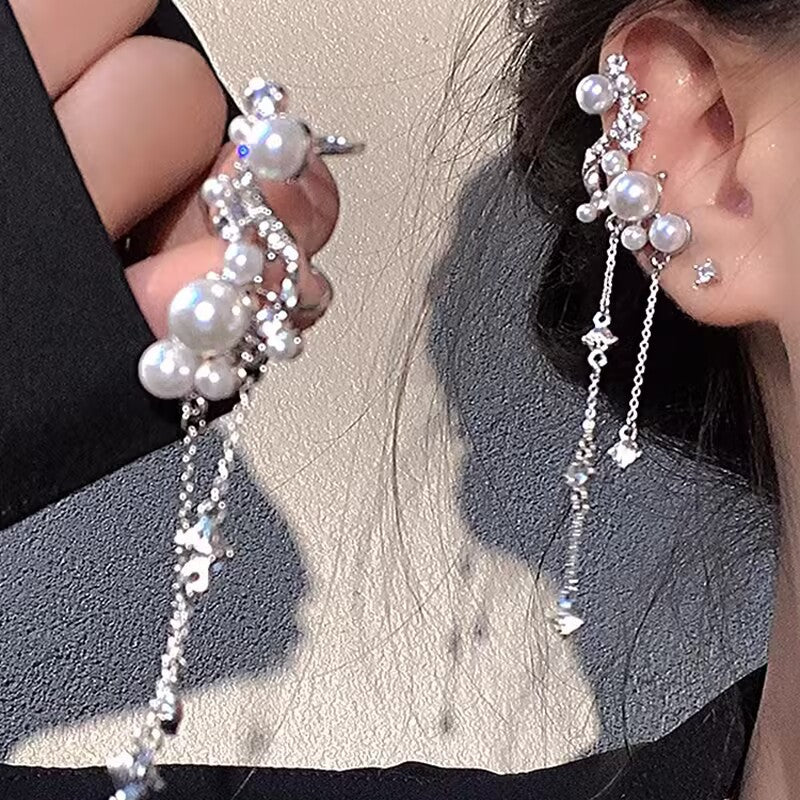 High Sense Niche Imitation Pearl Simple Full Earrings