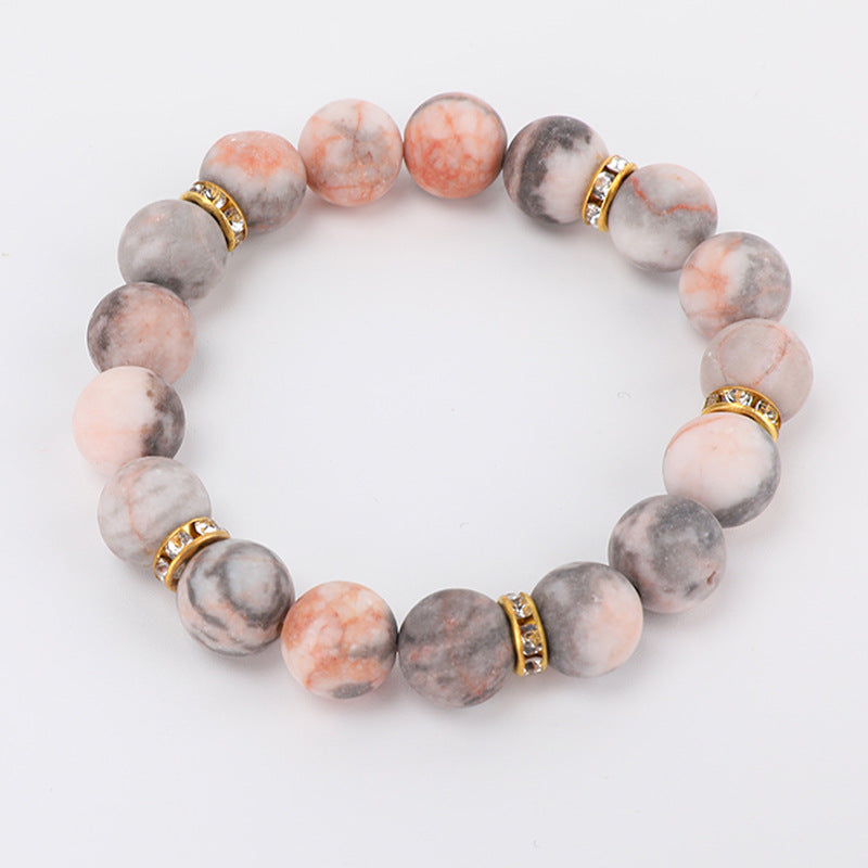 Pink Zebra Spot Frosted Stone Beaded Bracelets