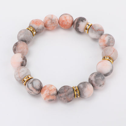 Pink Zebra Spot Frosted Stone Beaded Bracelets