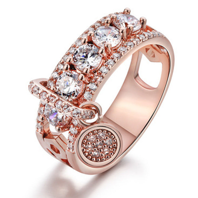 Electroplated Disc Female Fashion Creative Zircon Rings