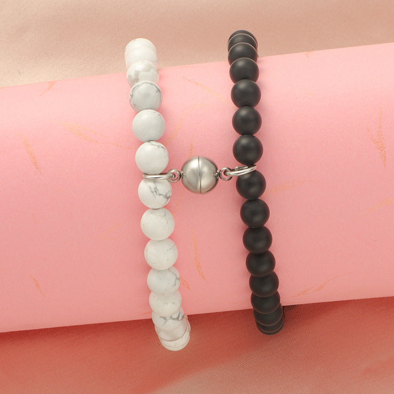 Natural Stone Frosted Agate White Turquoise Bracelets