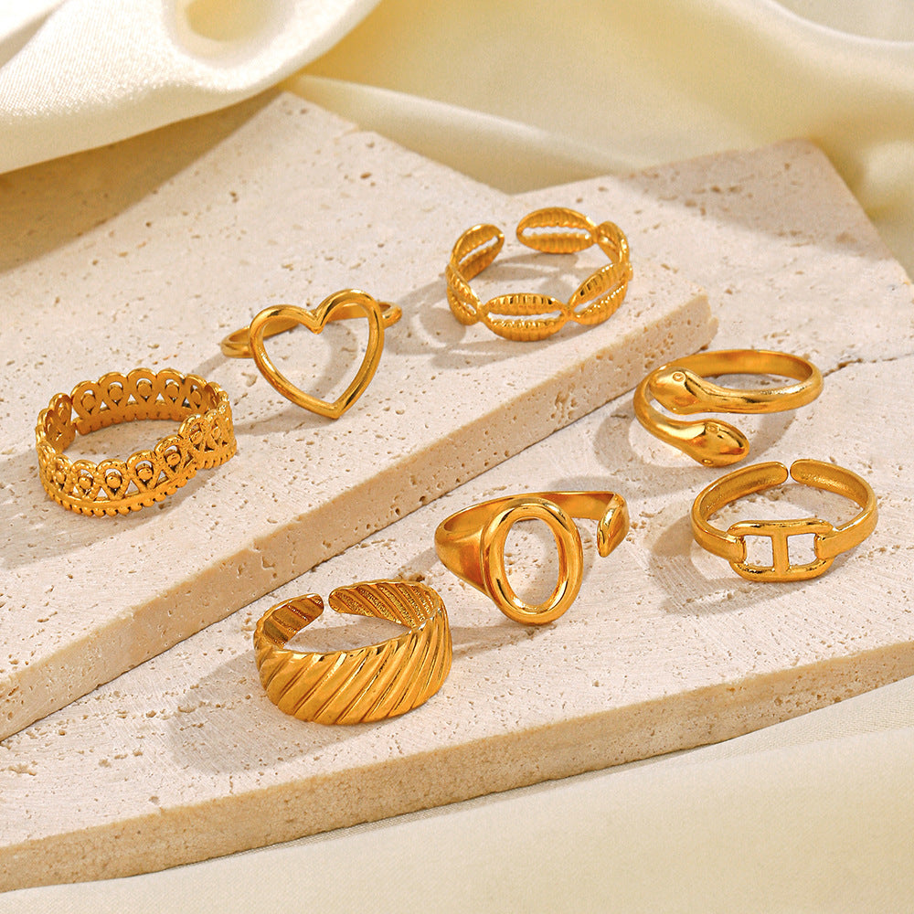 Women's Heart-shaped Open Vintage Popular Geometric Adjustable Rings
