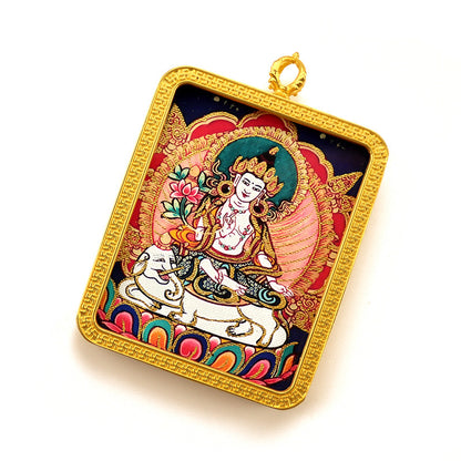 Gold Vajra Hand Painted Golden Outline Eight Patron Saints Pendants