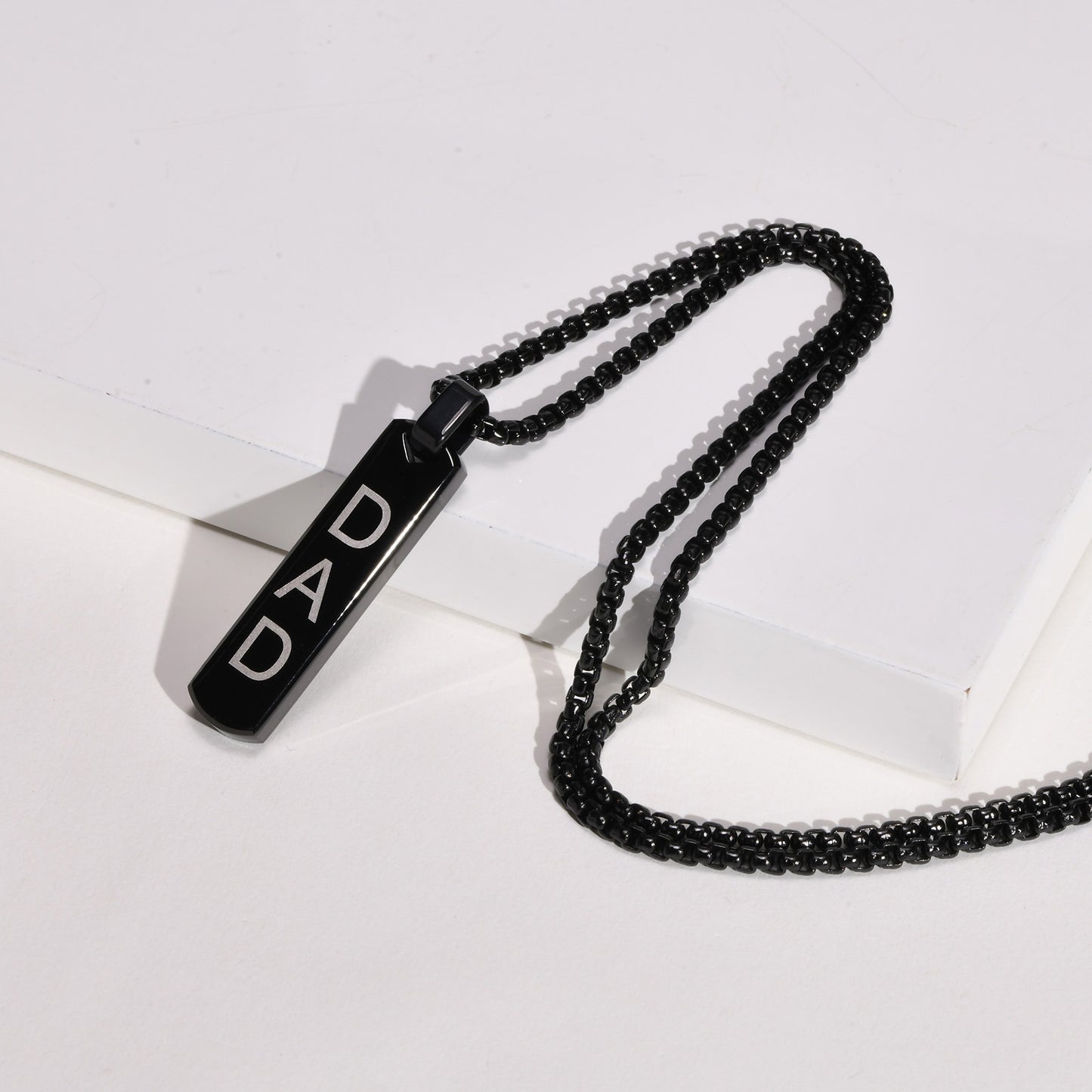 Men's Ornament Simple Stainless Steel Three-dimensional Rectangular Necklaces