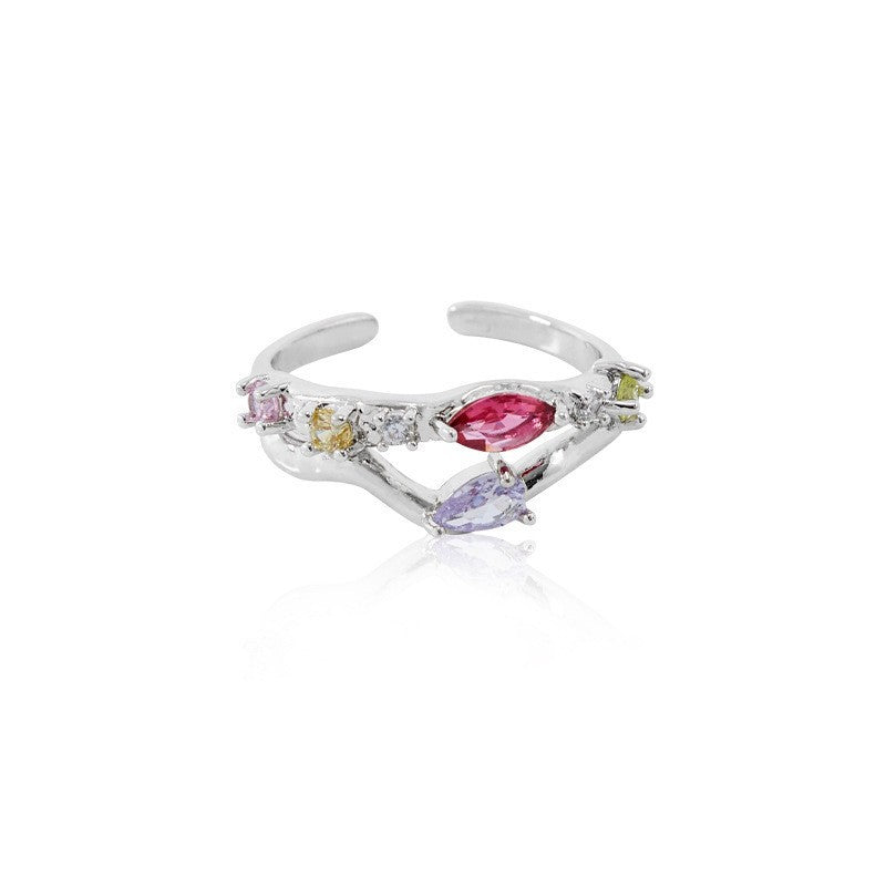 Opal Moonstone Colored Gems Zircon Pink Diamond Female Rings