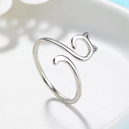 Hook Line Geometric Cat Opening Adjustable Rings