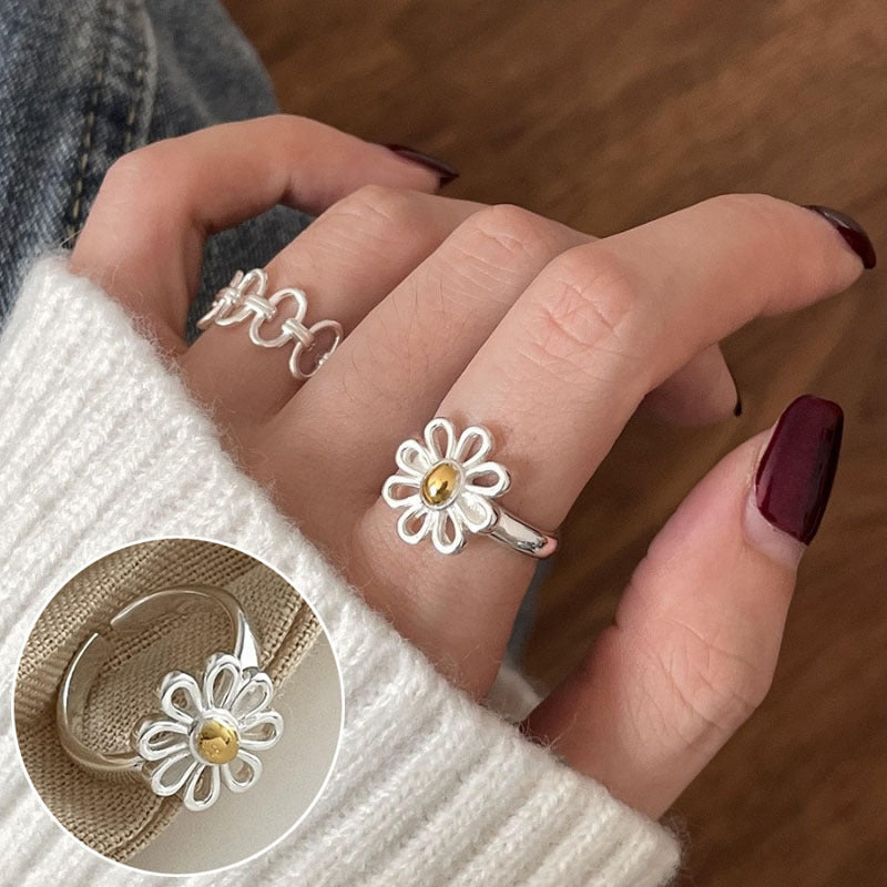 Line Cross Cord For Braiding Female Simple Irregular Wide Rings