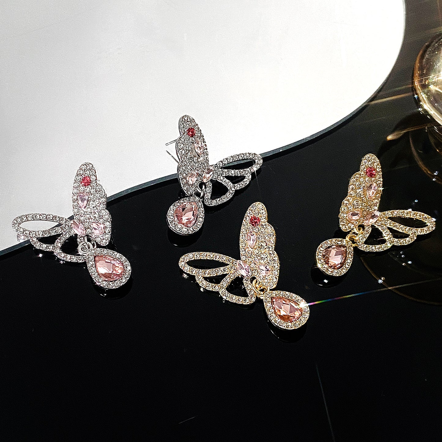 Women's Diamond Butterfly Simple Niche Sweet Cool Style Temperament Earrings