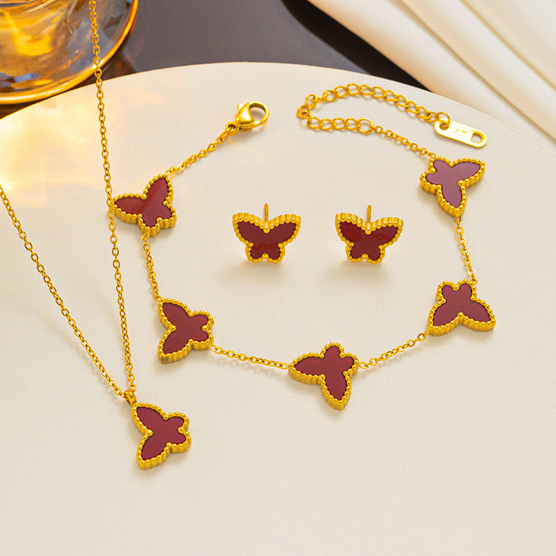 Cool Butterfly Three-piece Simple Ear Suit Bracelets