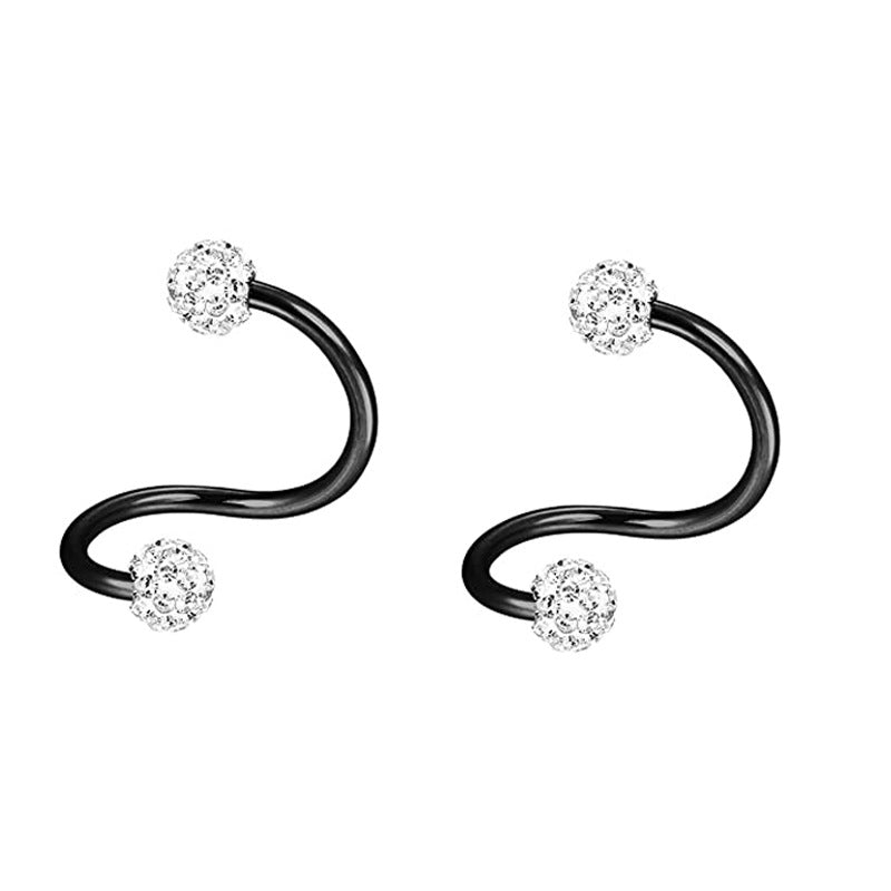 Geometric Metal Stainless Steel Rhinestone Club Earrings