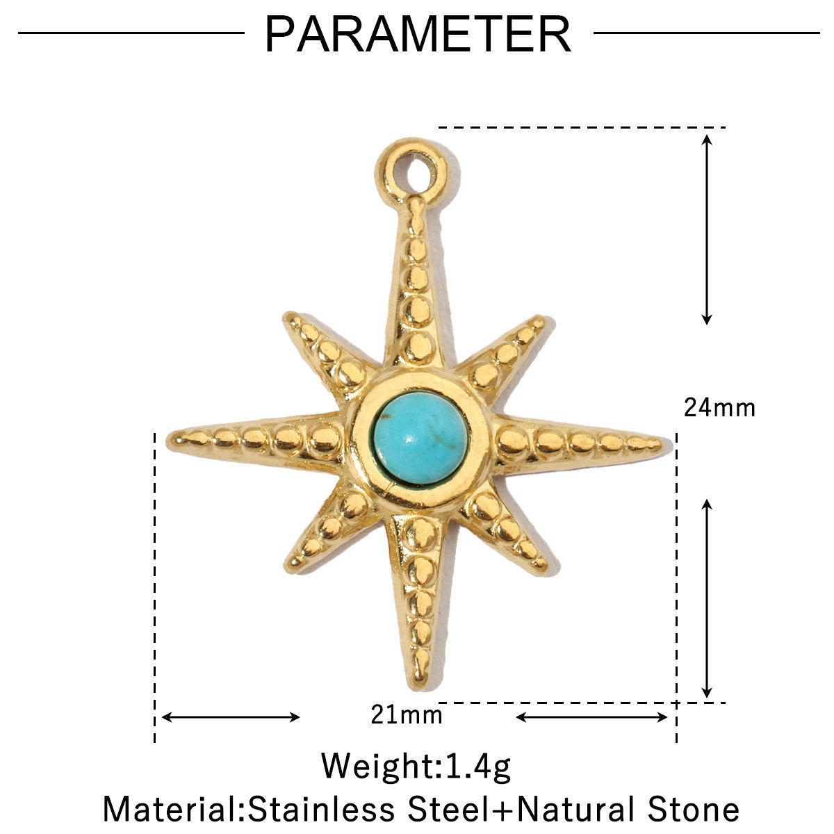 Natural Stone Titanium Steel Female French Pendants