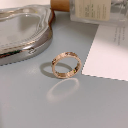 Women's & Men's Round Diamond Simple Couple Glossy Light Rings