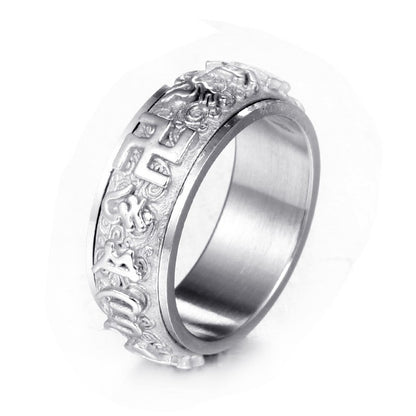 Men's Steel National Fashion Ten Thousand Words Charm Zodiac Rings